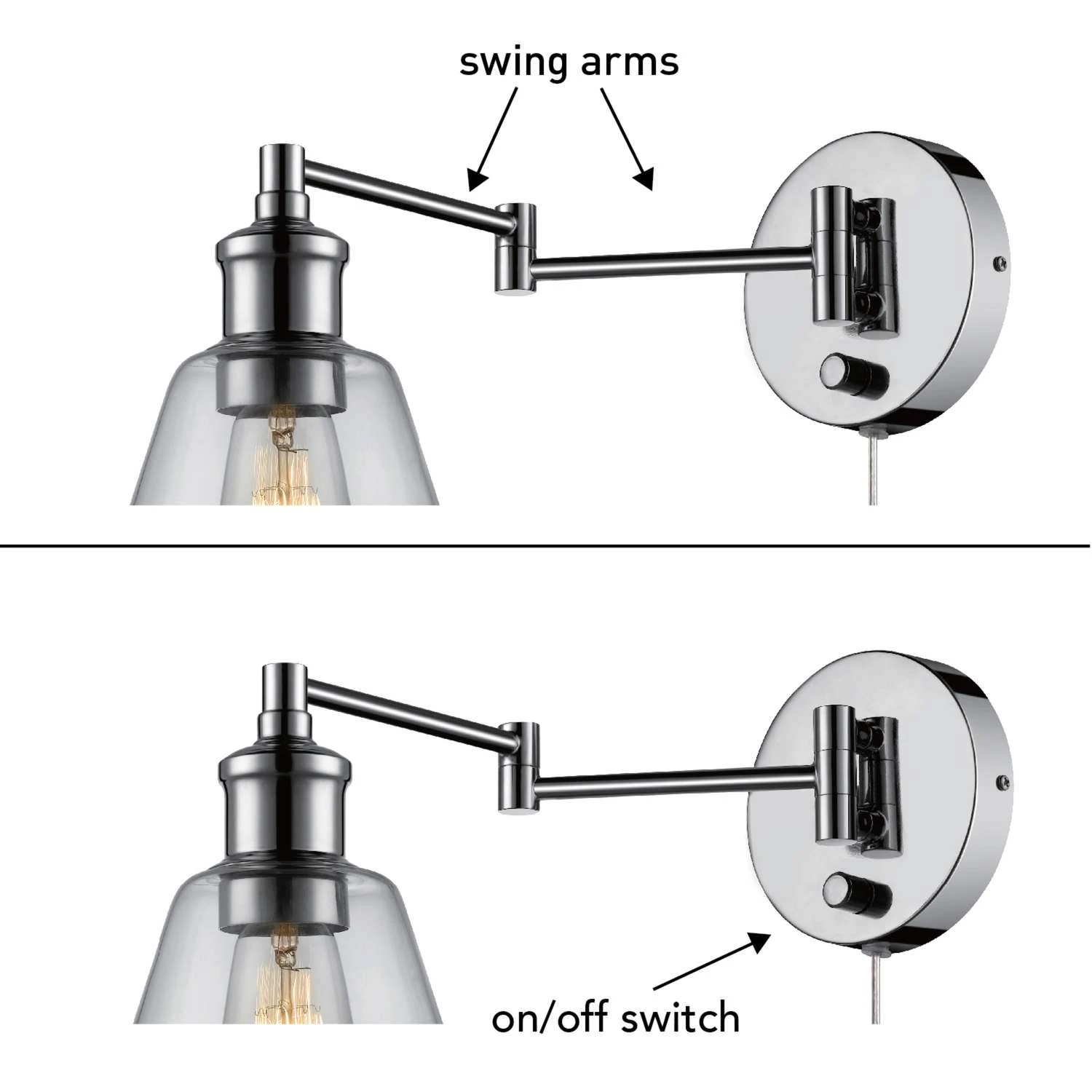 Globe Electric 1-Light Chrome Metallic Wall Sconce 3 Globe Electric 1-Light Chrome Metallic Wall Sconce - Image 3