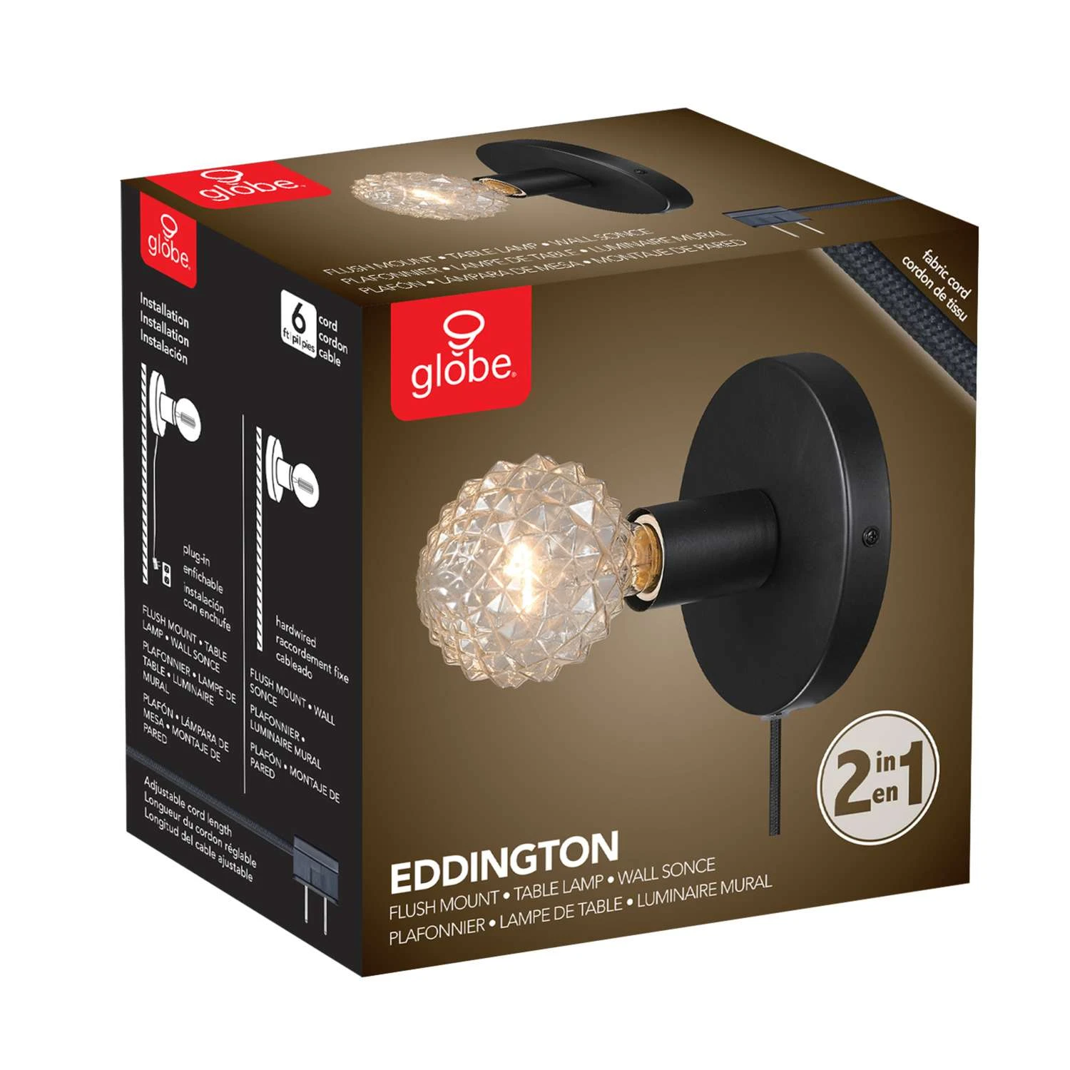 Globe Electric 3 In 1 Hardwire Or Plug-In 1-Light Matte Wall Sconce 8 Globe Electric 3 In 1 Hardwire Or Plug-In 1-Light Matte Wall Sconce - Image 8