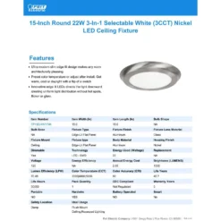 Feit EDGELIT 1.1 In. H X 15 In. W X 15 In. L Nickel White LED Flat Panel Light Fixture -Lightify Store 086582b5 d7e5 4c9b a040 64d71f0ff308