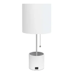 Simple Designs 18.5 In. White Organizer Desk Lamp With USB Port