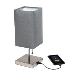 Simple Designs 14.25 In. Gray/Silver Stick Lamp With USB Port -Lightify Store 0ac9ede1 2960 4e8a 85bf f1ff12f9adfe
