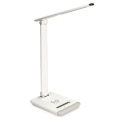 IHome 14.97 In. Gloss White Desk Lamp W/Charging Station