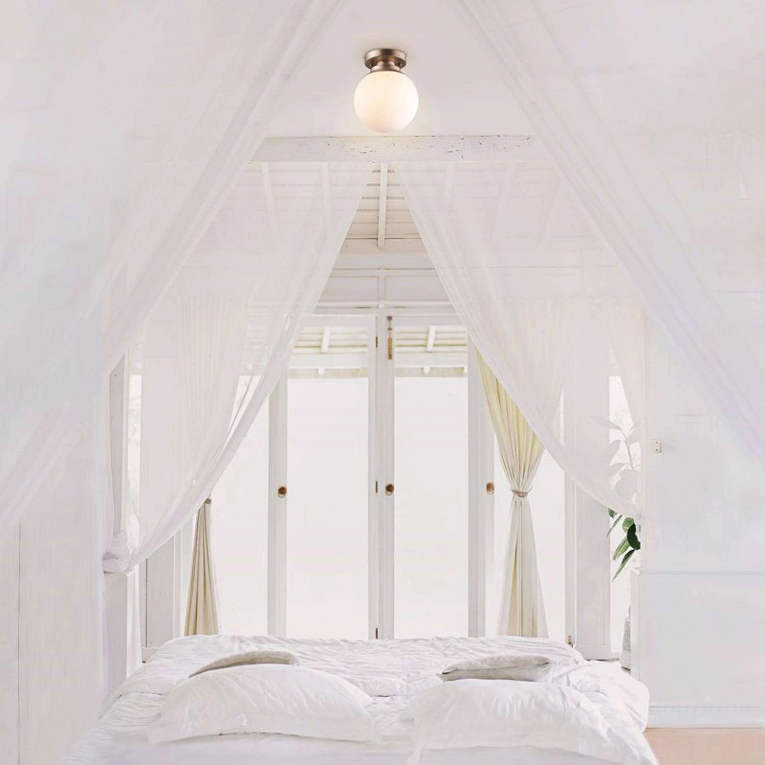 Globe Electric Portland 9.91 In. H X 8 In. W X 8 In. L Brass White Ceiling Light 6 Globe Electric Portland 9.91 In. H X 8 In. W X 8 In. L Brass White Ceiling Light - Image 6