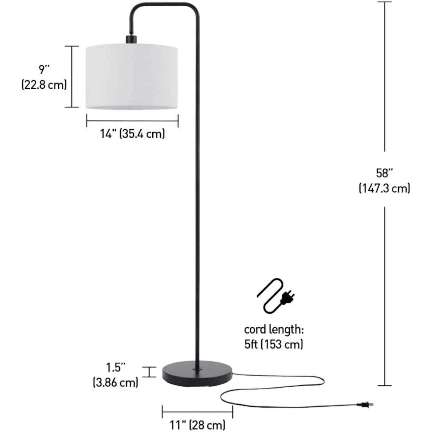 Globe Electric Barden 58 In. Matte Black/White Floor Lamp 3 Globe Electric Barden 58 In. Matte Black/White Floor Lamp - Image 3