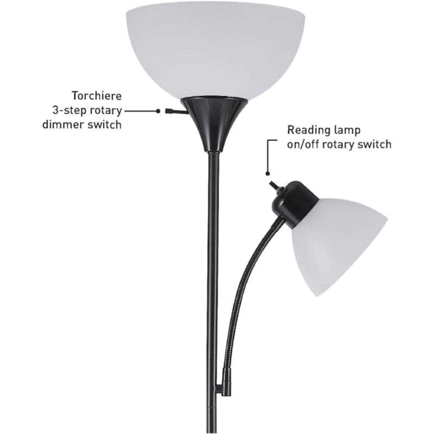 Globe Electric Delilah 72 In. Matte Black/White Floor Lamp 2 Globe Electric Delilah 72 In. Matte Black/White Floor Lamp - Image 2