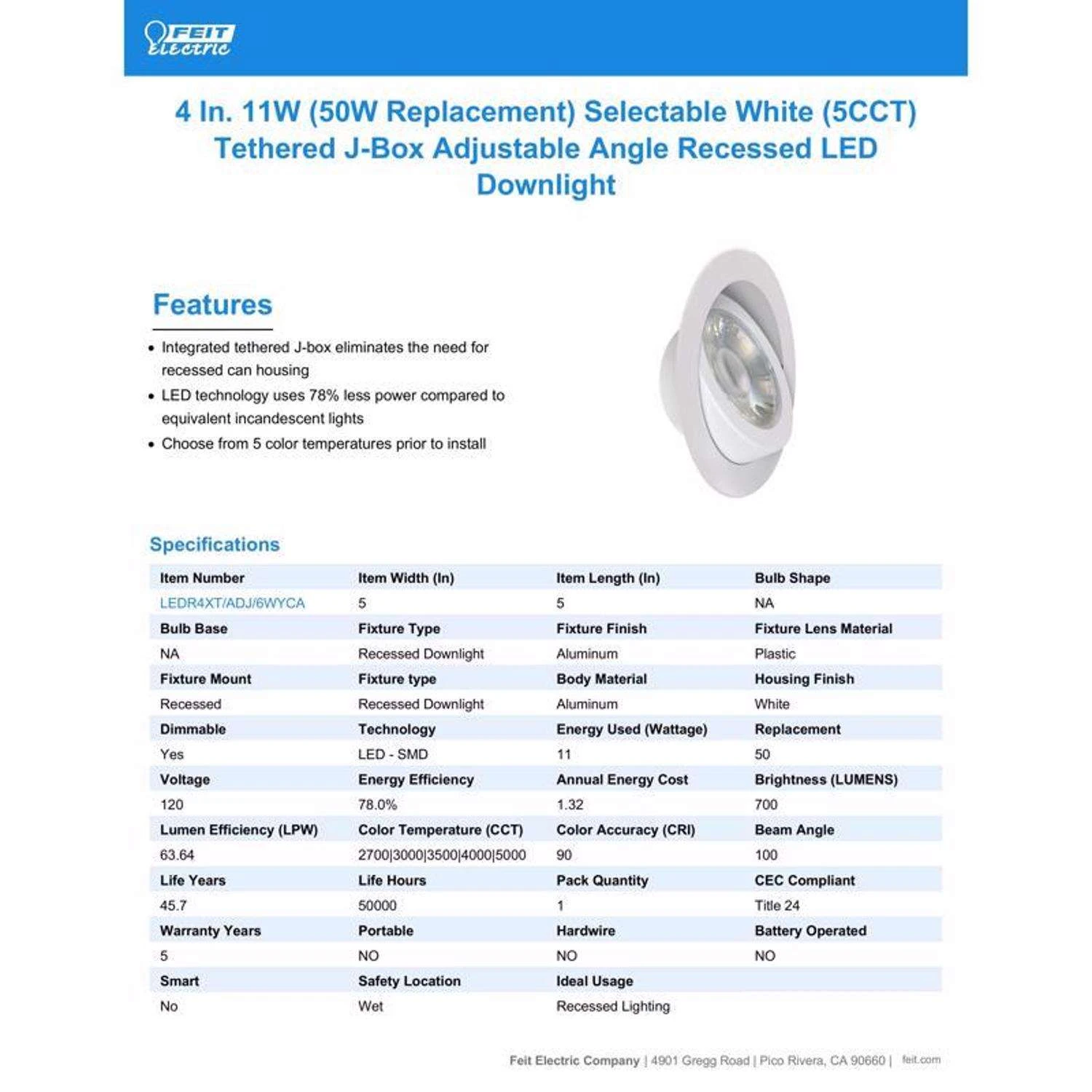 Feit LED Retrofits White 5 In. W Aluminum LED Canless Recessed Downlight 11 W 9 Feit LED Retrofits White 5 In. W Aluminum LED Canless Recessed Downlight 11 W - Image 9