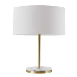 Globe Electric 19 In. Matte Brass White Table Lamp