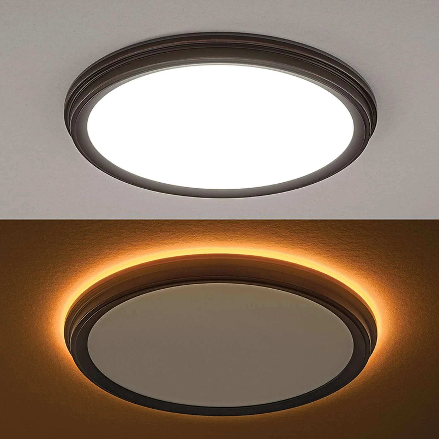 ETI 1.7 In. H X 11 In. W X 11 In. L Oil Rubbed Bronze LED Ceiling Light Fixture With Nightlight 5 ETI 1.7 In. H X 11 In. W X 11 In. L Oil Rubbed Bronze LED Ceiling Light Fixture With Nightlight - Image 5