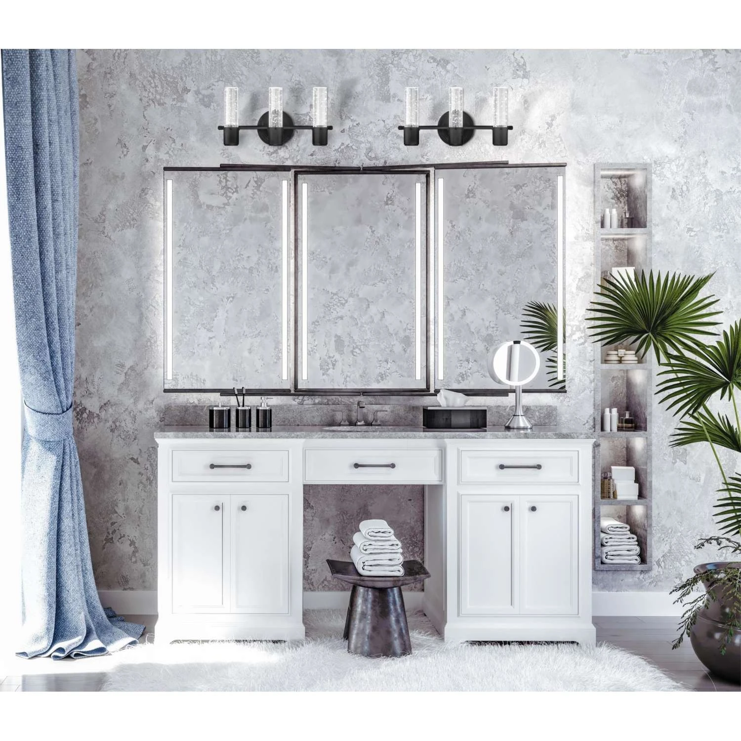 Westinghouse Cava 3-Light Matte Black Wall Sconce 3 Westinghouse Cava 3-Light Matte Black Wall Sconce - Image 3