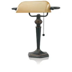 V-Light 15 In. Oil Rubbed Bronze Clear Bankers Lamp