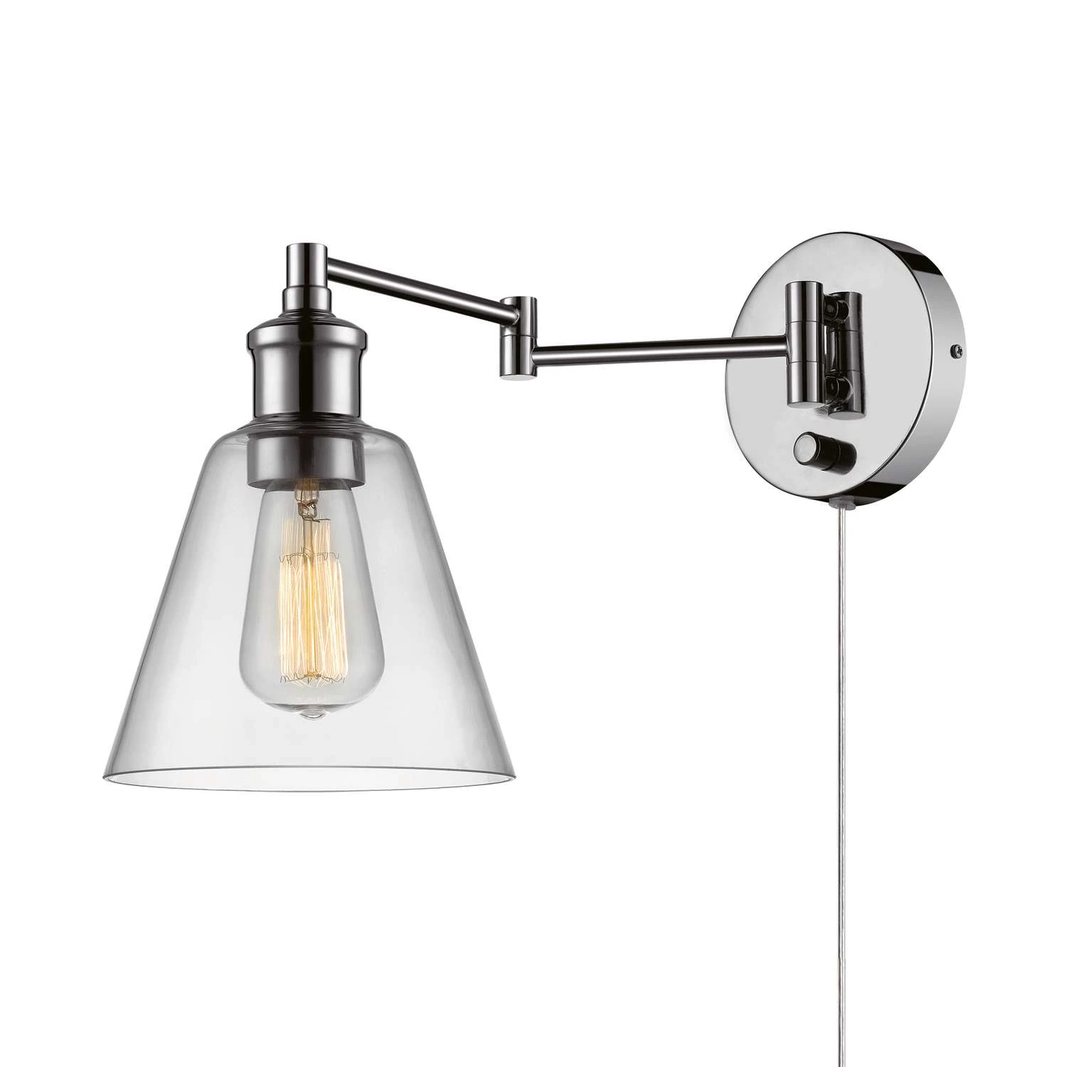 Globe Electric 1-Light Chrome Metallic Wall Sconce 1 Globe Electric 1-Light Chrome Metallic Wall Sconce