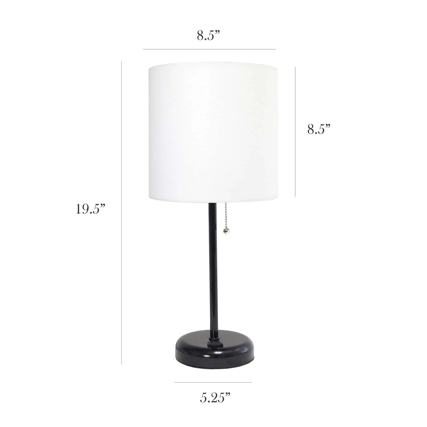 LimeLights 19.5 In. Matte White Table Lamp With Charging Outlet 3 LimeLights 19.5 In. Matte White Table Lamp With Charging Outlet - Image 3