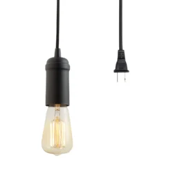 Globe Electric 2 In 1 Plug In Or Hardwire Matte Black 1 Lights Pendant Light