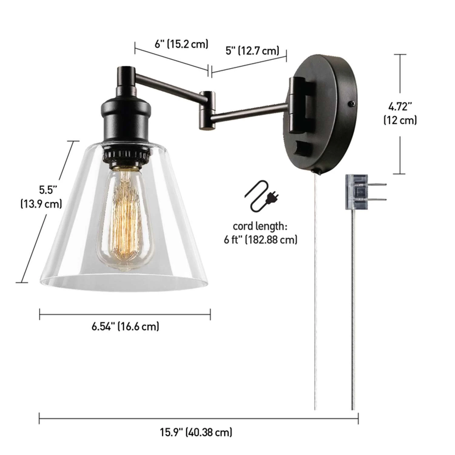 Globe Electric Leclair 1-Light Oil Rubbed Bronze Vintage Wall Sconce 4 Globe Electric Leclair 1-Light Oil Rubbed Bronze Vintage Wall Sconce - Image 4