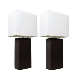 All The Rages Elegant Designs 21 In. Leather Black/White Table Lamp