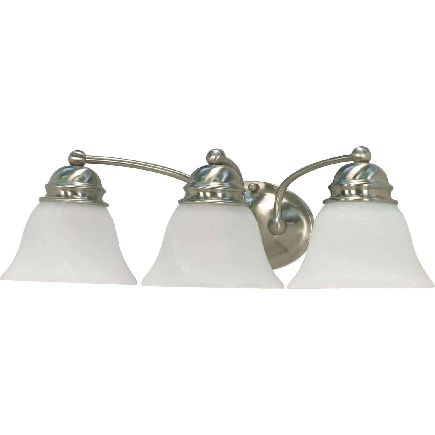 Nuvo Brushed Nickel Silver 3 Lights Incandescent Vanity Light Wall Mount 1 Nuvo Brushed Nickel Silver 3 Lights Incandescent Vanity Light Wall Mount