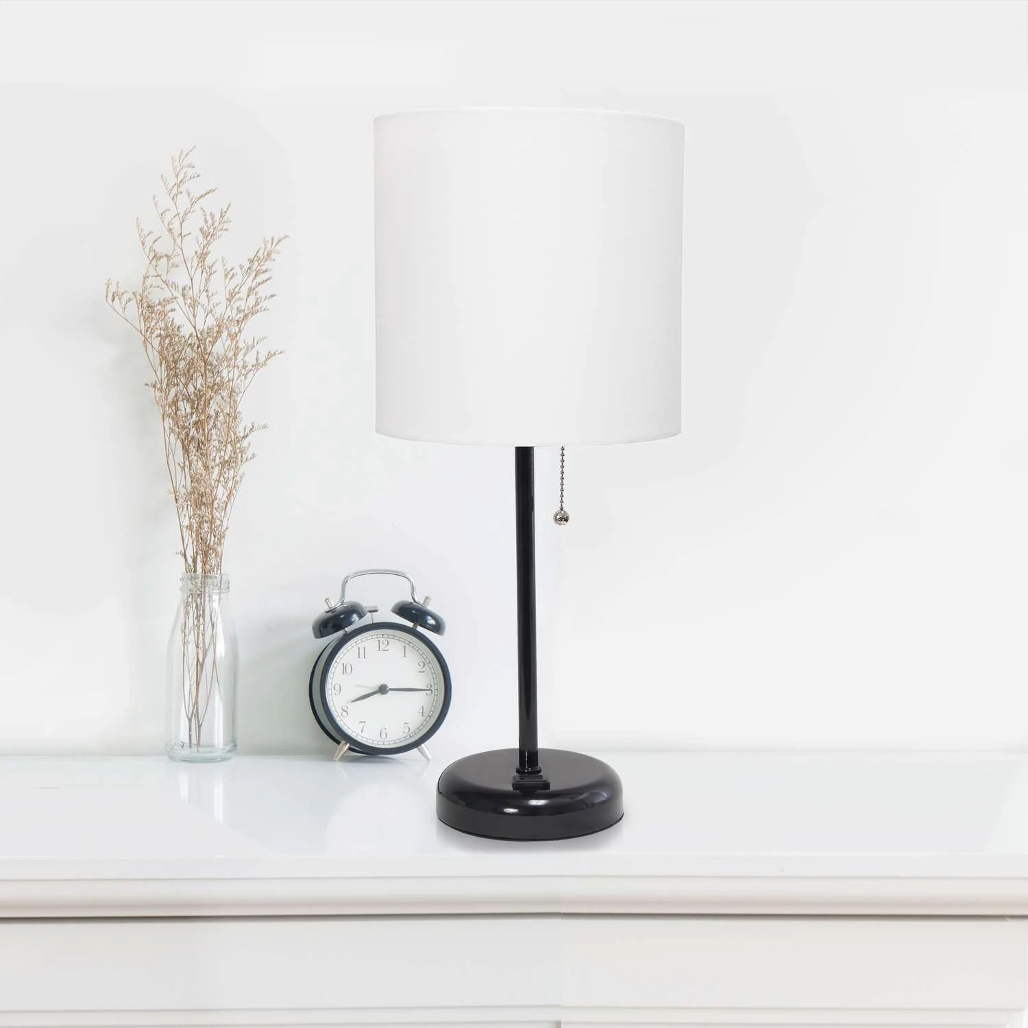LimeLights 19.5 In. Matte White Table Lamp With Charging Outlet 5 LimeLights 19.5 In. Matte White Table Lamp With Charging Outlet - Image 5