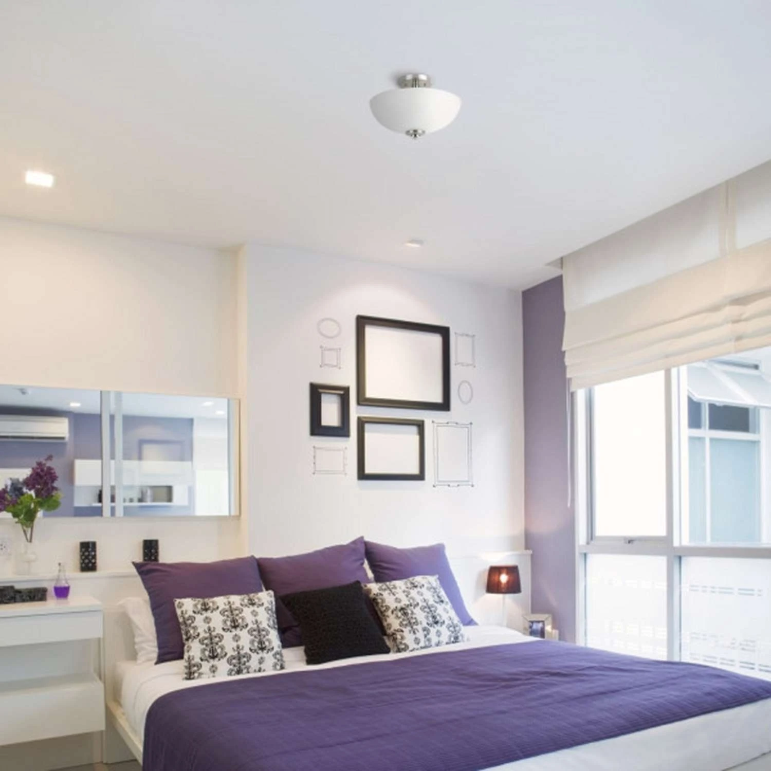 Globe Electric Hudson 8.25 In. H X 13 In. W X 13 In. L Brushed Nickel Ceiling Light 4 Globe Electric Hudson 8.25 In. H X 13 In. W X 13 In. L Brushed Nickel Ceiling Light - Image 4