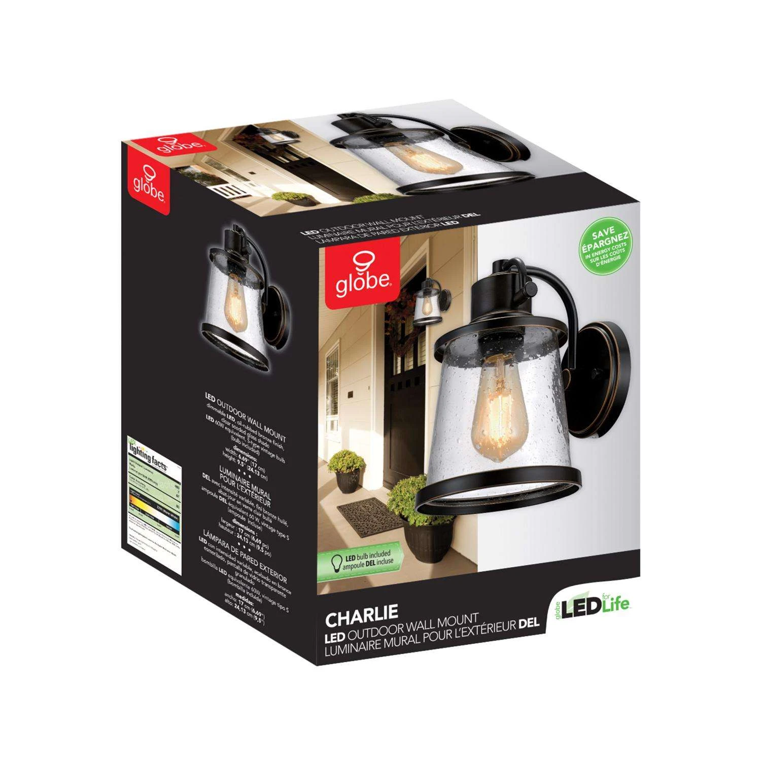 Globe Electric Charlie 1-Light Oil Rubbed Bronze Rustic Wall Sconce 9 Globe Electric Charlie 1-Light Oil Rubbed Bronze Rustic Wall Sconce - Image 9