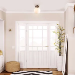 Globe Electric Portland 9.91 In. H X 8 In. W X 8 In. L Brass White Ceiling Light 14 Globe Electric Portland 9.91 In. H X 8 In. W X 8 In. L Brass White Ceiling Light -Lightify Store 60f5d019 b2e7 4408 9d13 4178f278c463