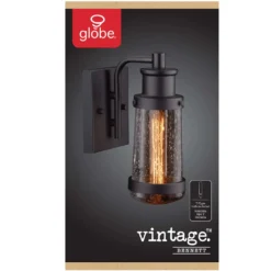 Globe Electric Vintage 1-Light Matte Black Bennett Wall Sconce -Lightify Store 68a11baa b132 435e afde 66e8cf7e13eb