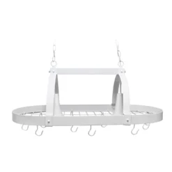 Elegant Designs 13.5 In. H X 19.25 In. W X 35.5 In. L White Ceiling Light Pot Rack