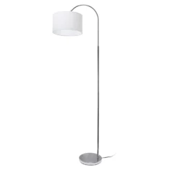 All The Rages Simple Designs 66 In. Brushed Nickel Silver/White High Arch Floor Lamp