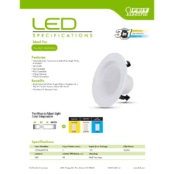 Feit LED Retrofits Gloss White 5 In. W Metal LED Retrofit Recessed Lighting 7.2 W -Lightify Store 6f20e44c b9c7 4504 bf01 fdc1e7adaa0b