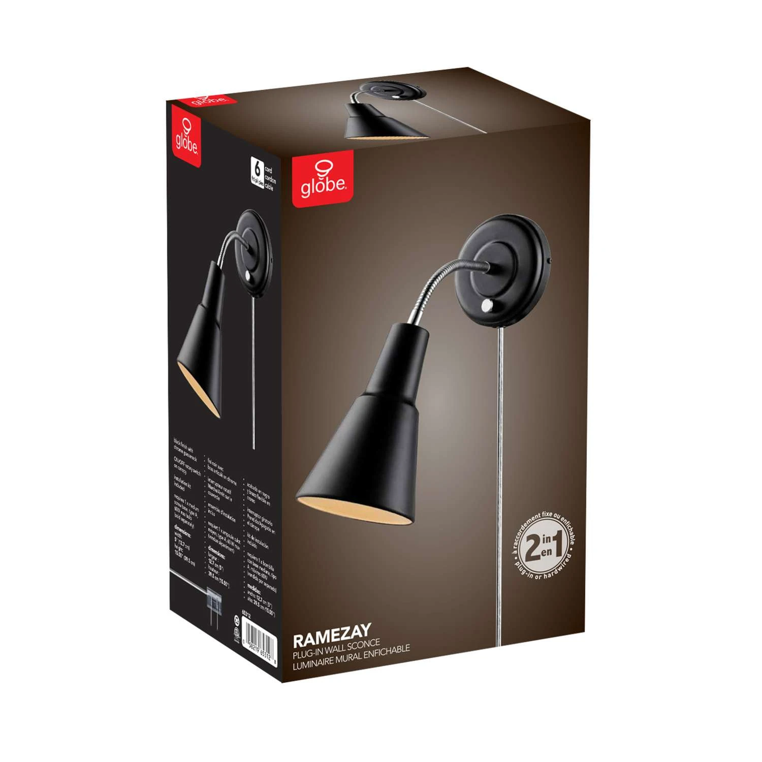 Globe Electric Ramezay 1-Light Matte Black Modern Wall Sconce 10 Globe Electric Ramezay 1-Light Matte Black Modern Wall Sconce - Image 10