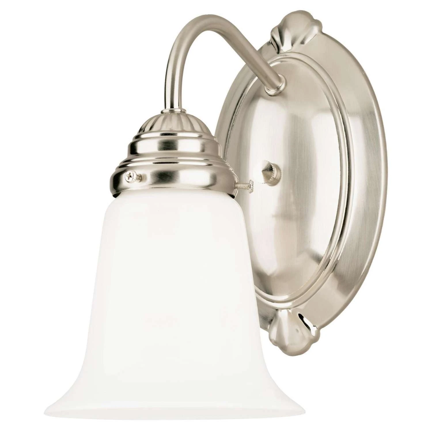 Westinghouse 1-Light Brushed Nickel White Wall Sconce 1 Westinghouse 1-Light Brushed Nickel White Wall Sconce