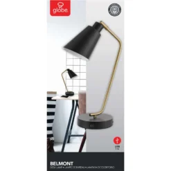 Globe Electric 17 In. Matte Black Desk Lamp W/Charging Station -Lightify Store 755d24c1 41d9 43a9 af86 88876e068dbf