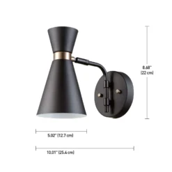 Globe Electric Belmont 1-Light Satin Black Hourglass Wall Sconce -Lightify Store 76786dc8 a8cc 45d4 8d34 435a8b2da8d1