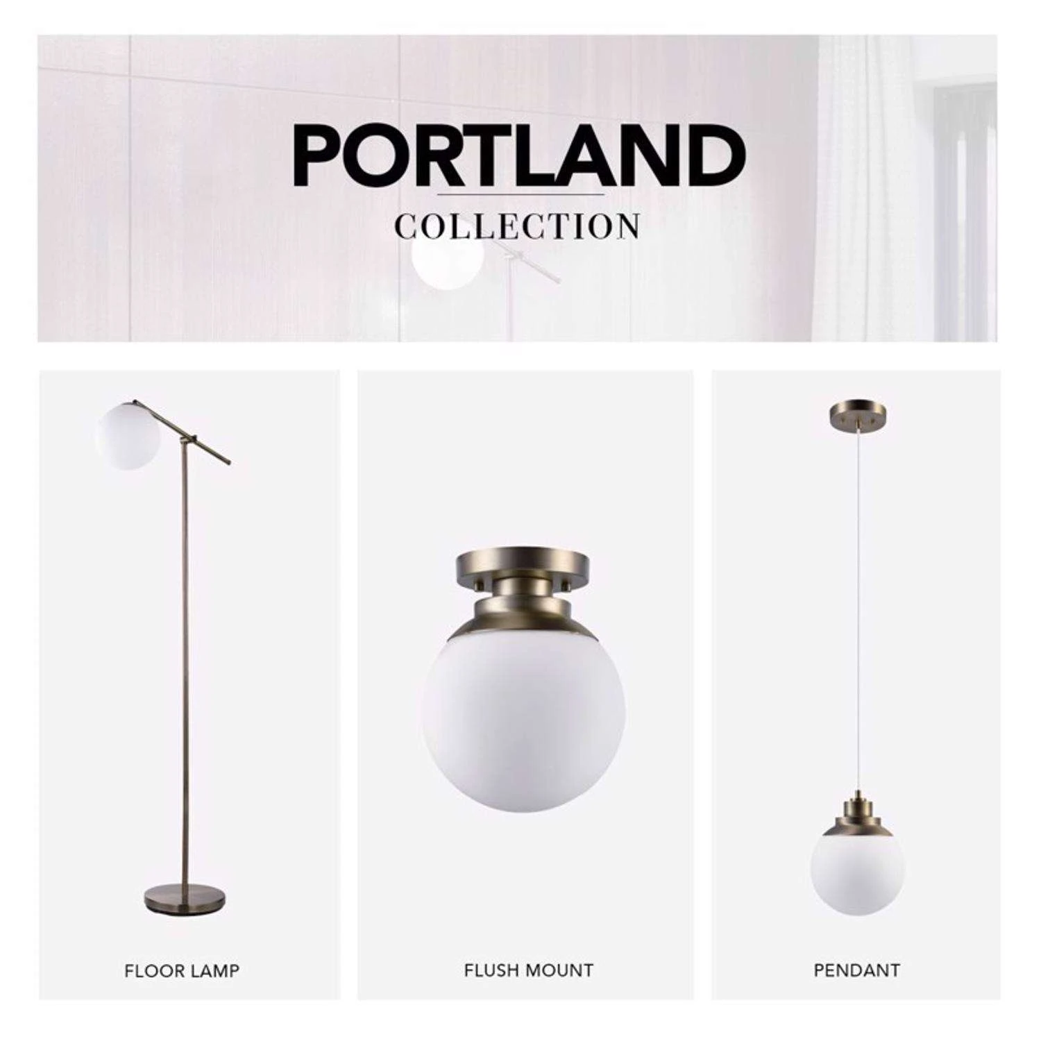 Globe Electric Portland 9.91 In. H X 8 In. W X 8 In. L Brass White Ceiling Light 3 Globe Electric Portland 9.91 In. H X 8 In. W X 8 In. L Brass White Ceiling Light - Image 3