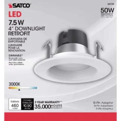 Satco Nuvo White 4 In. W Plastic LED Dimmable Recessed Downlight 7.5 W