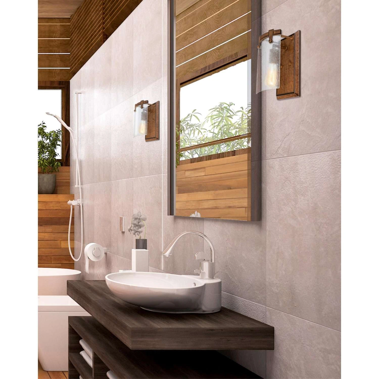 Westinghouse Burnell 1-Light Burnwood Brown Wall Sconce 4 Westinghouse Burnell 1-Light Burnwood Brown Wall Sconce - Image 4