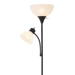 Globe Electric Delilah 72 In. Matte Black/White Floor Lamp