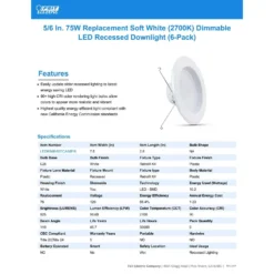 Feit Enhance Soft White 5-6 In. W LED Dimmable Recessed Downlight 10.2 W -Lightify Store 8a3ae4e7 81d1 4daa 9344 cac5ba375cd9