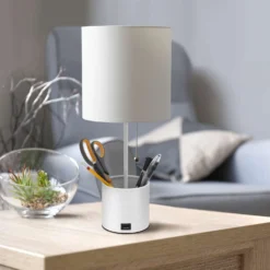 Simple Designs 18.5 In. White Organizer Desk Lamp With USB Port -Lightify Store 92b96a41 30b6 4117 a014 9343464378cf