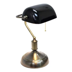 All The Rages Simple Designs 14.75 In. Antique Nickel Black Desk Lamp