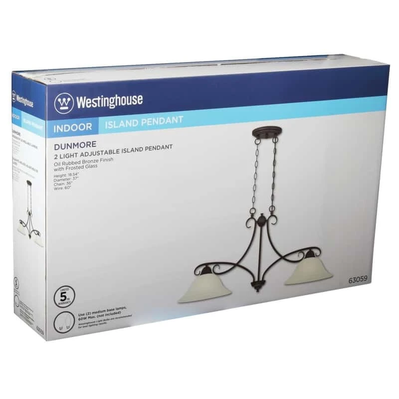 Westinghouse Dunmore Oil Rubbed Bronze 2 Lights Pendant Light 3 Westinghouse Dunmore Oil Rubbed Bronze 2 Lights Pendant Light - Image 3