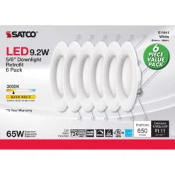 Front Page 22 Satco Nuvo White 5-6 In. W Plastic LED Retrofit Recessed Lighting 9.2 W