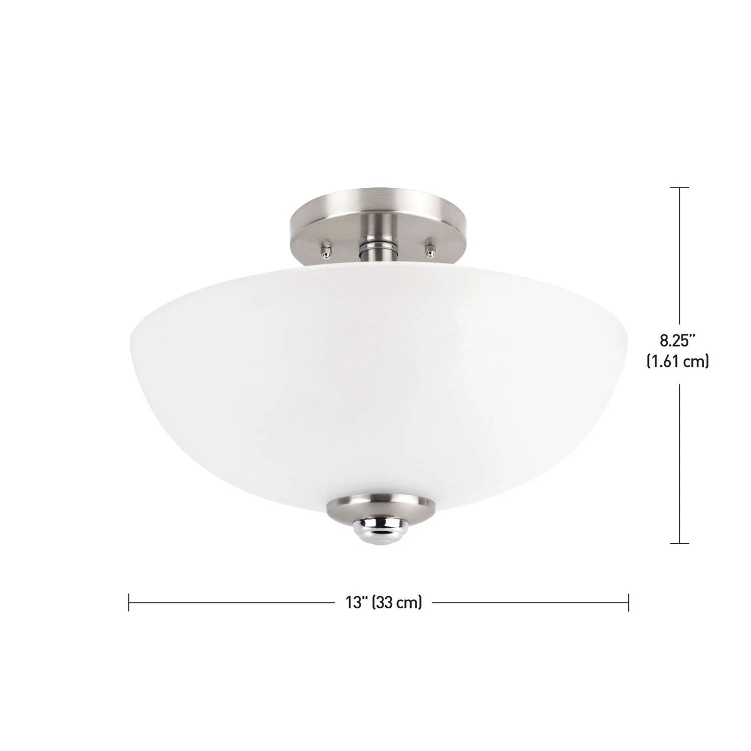 Globe Electric Hudson 8.25 In. H X 13 In. W X 13 In. L Brushed Nickel Ceiling Light 3 Globe Electric Hudson 8.25 In. H X 13 In. W X 13 In. L Brushed Nickel Ceiling Light - Image 3