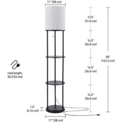 Globe Electric Reid 58 In. Matte Black/White Floor Lamp -Lightify Store 9eac8749 ced6 44d5 8678 bd99aca49297