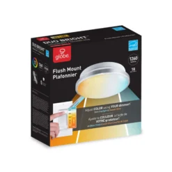 Globe Electric DuoBright 4.6 In. H X 13.4 In. W X 13.4 In. L White LED Ceiling Light Fixture