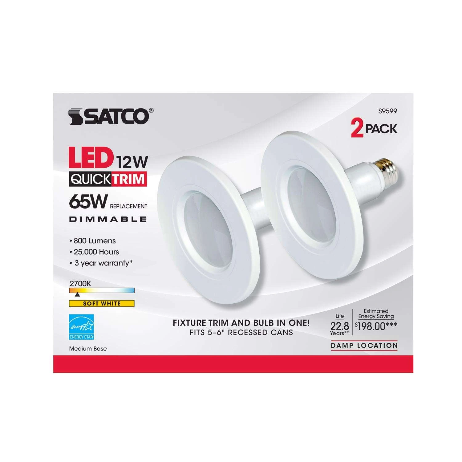 Satco Nuvo White 5-6 In. W Plastic LED Dimmable Recessed Downlight 12 W 1 Satco Nuvo White 5-6 In. W Plastic LED Dimmable Recessed Downlight 12 W