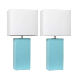 All The Rages Elegant Designs 21 In. Leather Blue/White Table Lamp