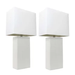 All The Rages Elegant Designs 21 In. Leather White Table Lamp