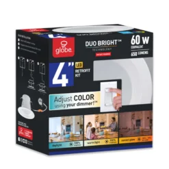 Globe Electric Duo Bright Energy Star White 4 In. W Plastic LED Retrofit Recessed Lighting 10 W