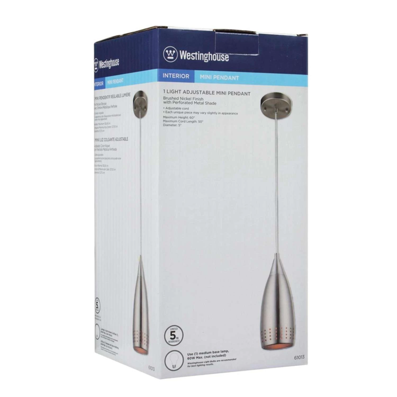 Westinghouse Percy Brushed Nickel 1 Lights Pendant Light 2 Westinghouse Percy Brushed Nickel 1 Lights Pendant Light - Image 2