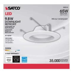 Satco Nuvo White 5-6 In. W Plastic LED Dimmable Recessed Downlight 9 W